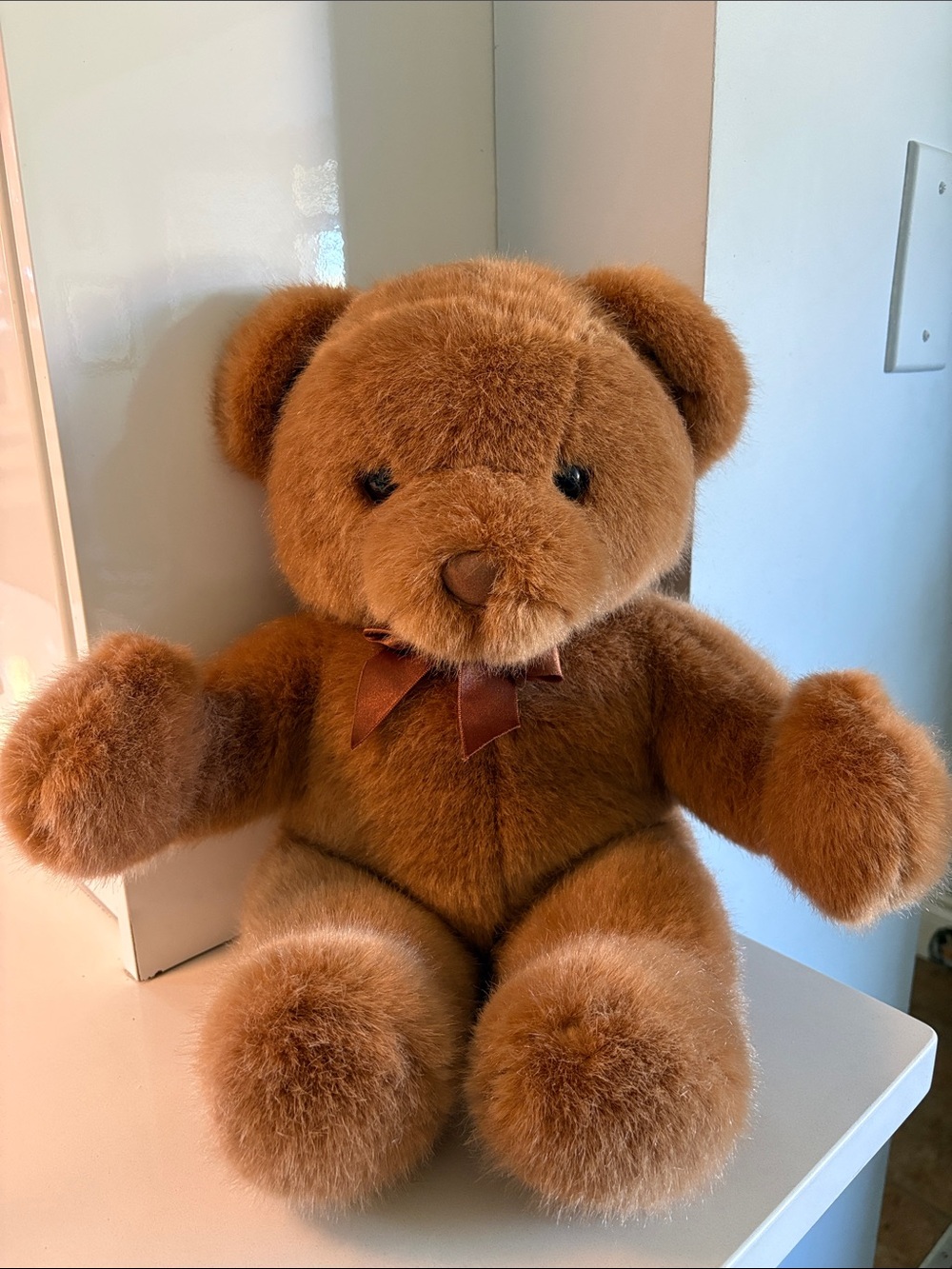 Vintage Golden Bear Co. Plush Brown Teddy Bear with Ribbon